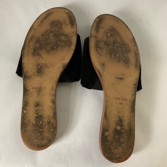 Nine West // Black Suede Twist Strap Sandals 9 - Picture 6 of 7